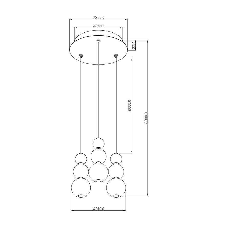 Visilica LED Biser MSL-199104-3P 33W