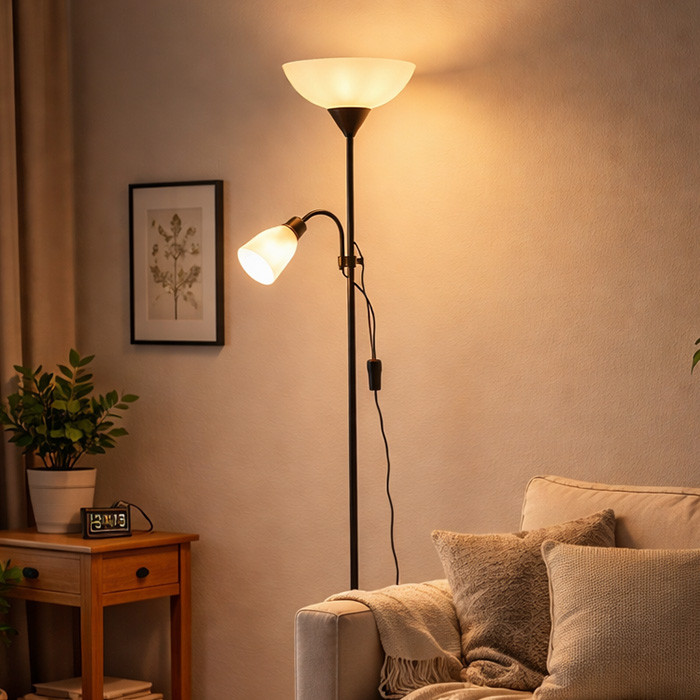 Podna lampa E-light Hester EL-028-2F Crna